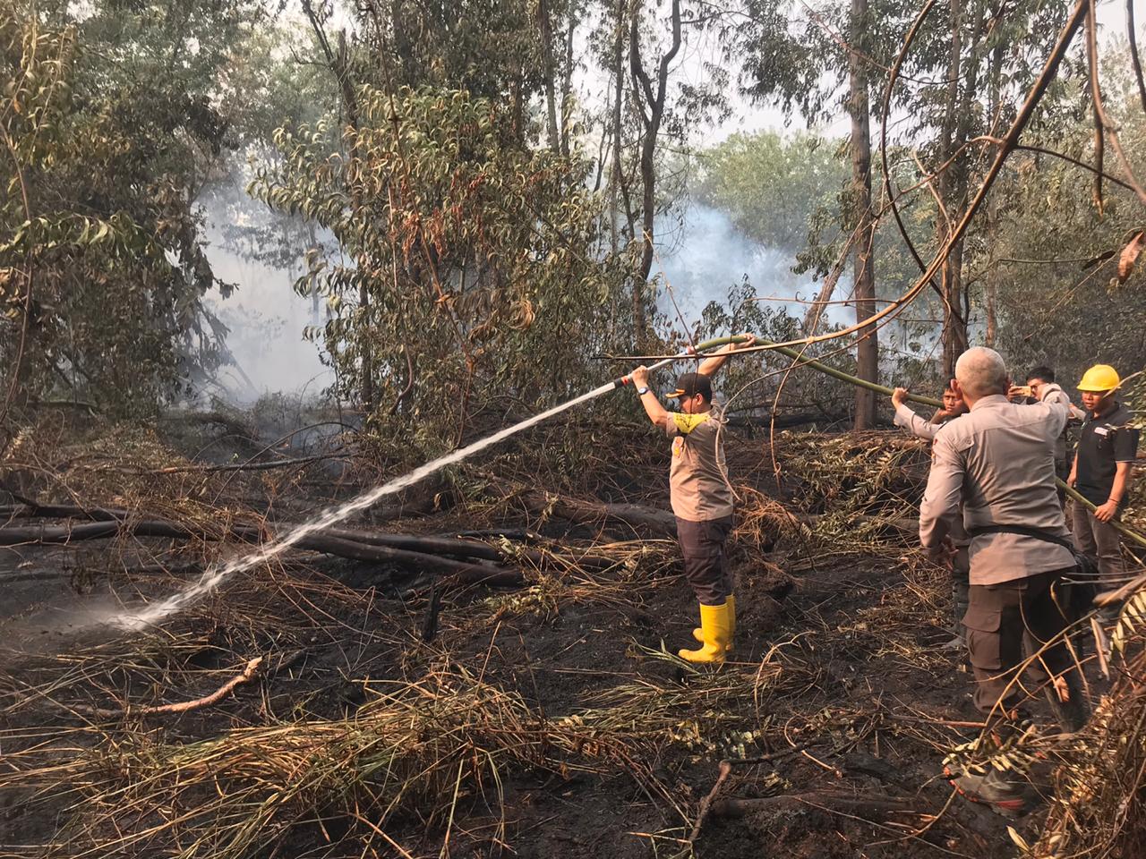 Padamkan Api di Desa Kayu Raja Keritang, AKP Martunus 4 Hari Bertahan di Lokasi Karhutla