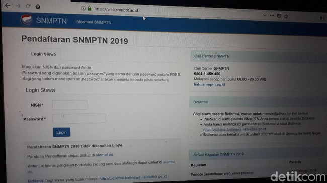 Sempat Bermasalah, Web Resmi SNMPTN 2019 Akhirnya Sudah Bisa Diakses Lagi
