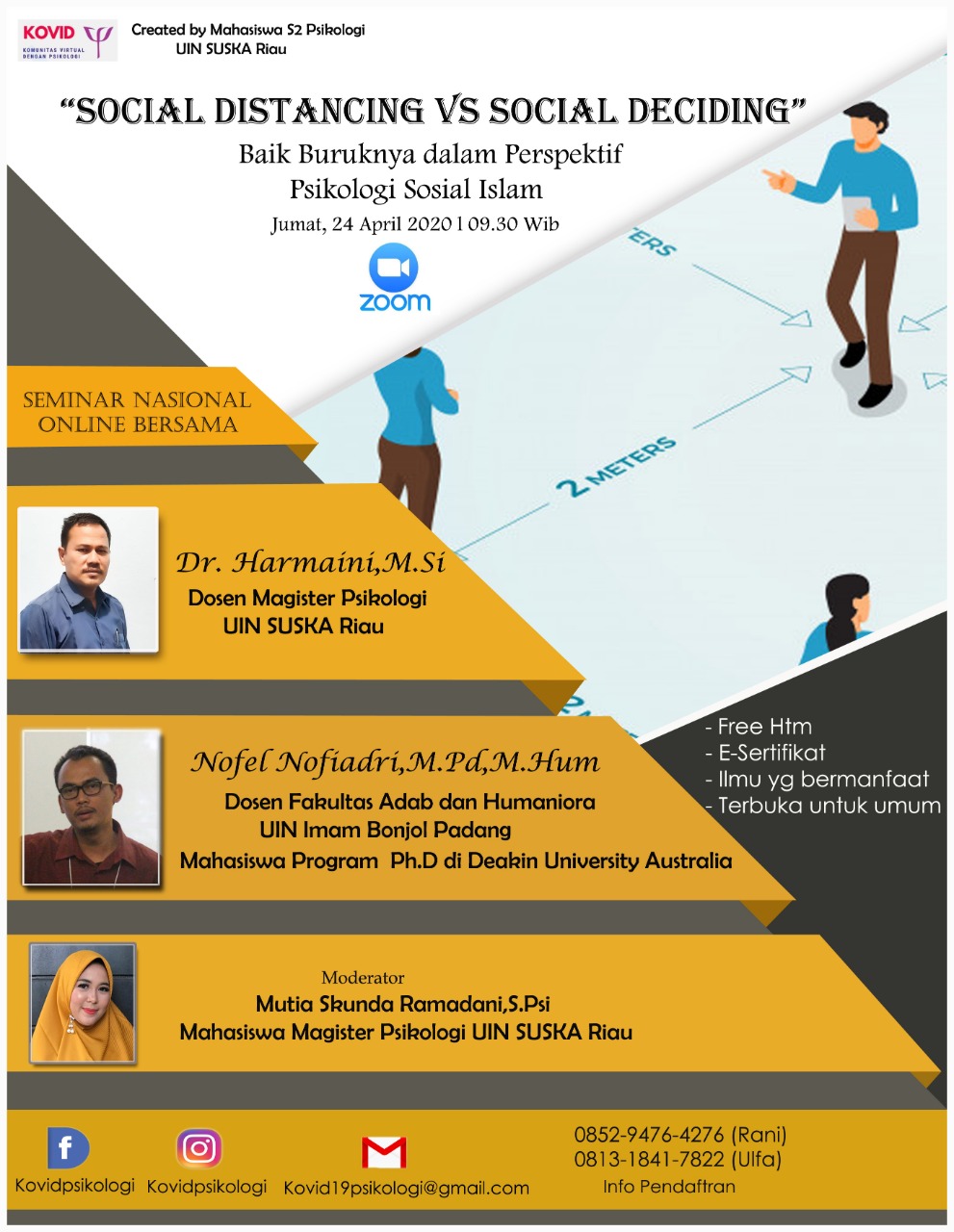 Seminar Nasional Online oleh Kovidpsikologi - mahasiswa Magister Psikologi UIN SUSKA Riau