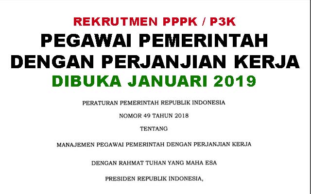 Rekrutmen PPPK/P3K dibuka Januari 2019,  Berikut Persyaratan dan Tahapannya
