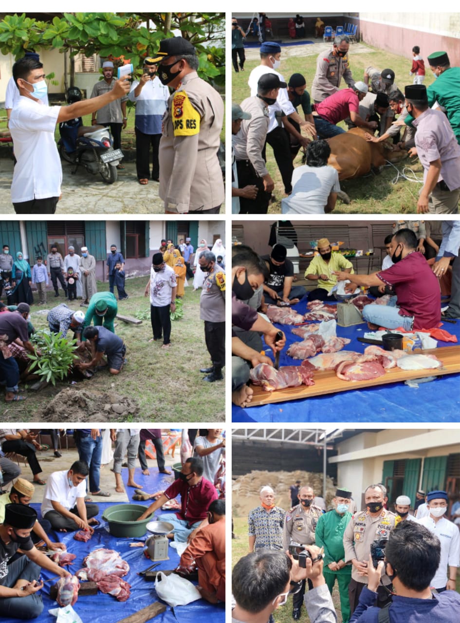 Polres Inhil Laksanakan Pemotongan Hewan Qurban 5 Sapi dan 2 Kambing