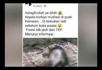 Beredar Foto Potongan Kepala Korban Pembunuhan di Dumai, dan Ini Penjelasan Polisi