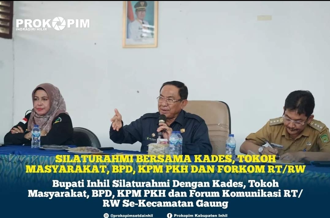 Bupati Inhil Silaturahmi Dengan Kades, Tokoh Masyarakat, BPD, KPM KPH dan Forum Komunikasi RT/RW Se-Kecamatan Gaung