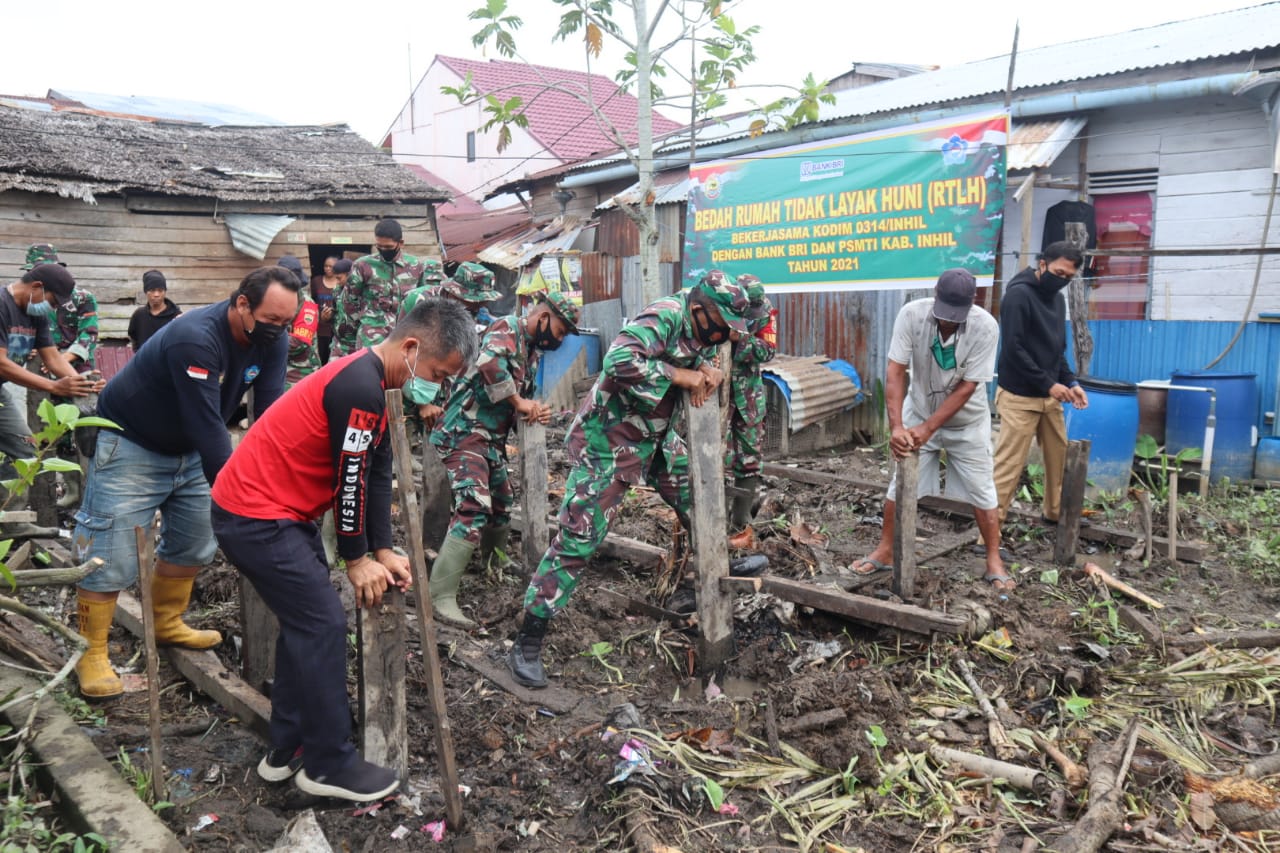 Kembali Laksnakan RLTH, Kodim 0314/Inhil Rehab Rumah Alipuddin Hari Ini
