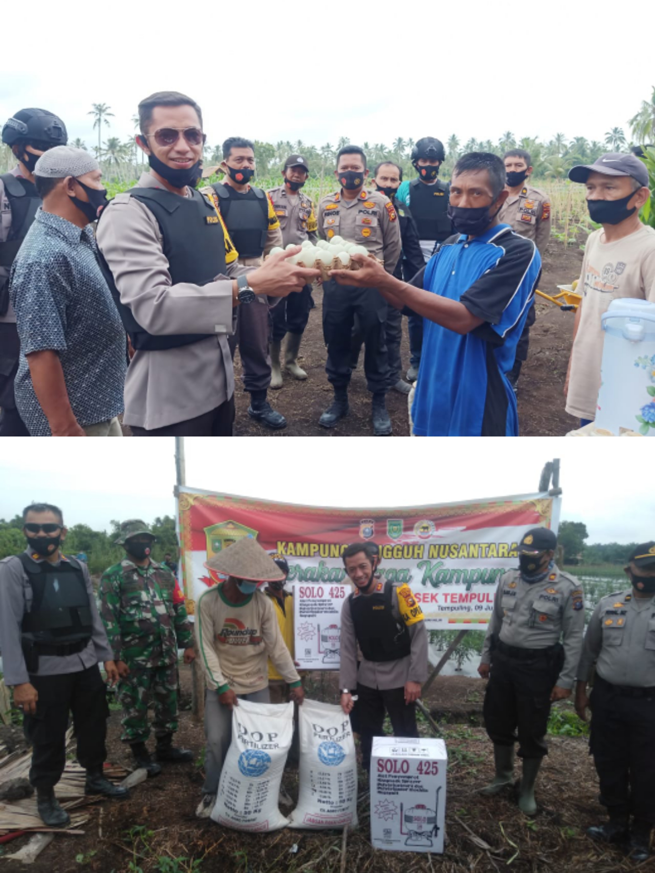 Kunjungi Kampung Tanggu Nusantara, Kapolres Inhil Dapat Bingkisan dari Kelompok Tani