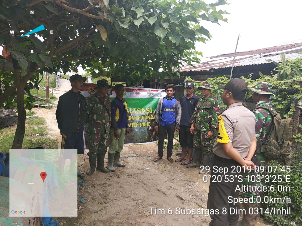 Koramil 12 Bersama Polsek Batang Tuaka Laksanakan Sosialisasi Larangan Bakar Lahan dan Hutan