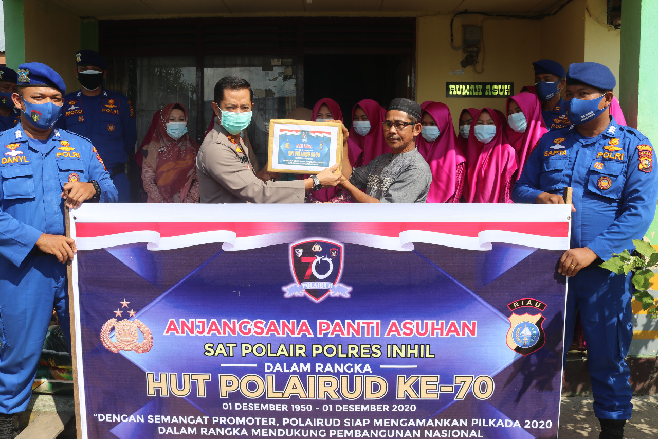 Hut Sat Polairud ke- 70 di Kabupaten Inhil, Polres Inhil Laksanakan Bansos