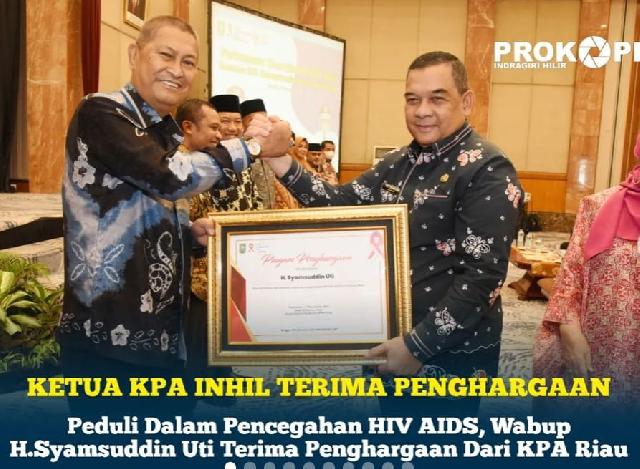 Peduli dalam Pencegahan HIV AIDS, Wabup Inhil Terima Penghargaan Dari KPA Riau