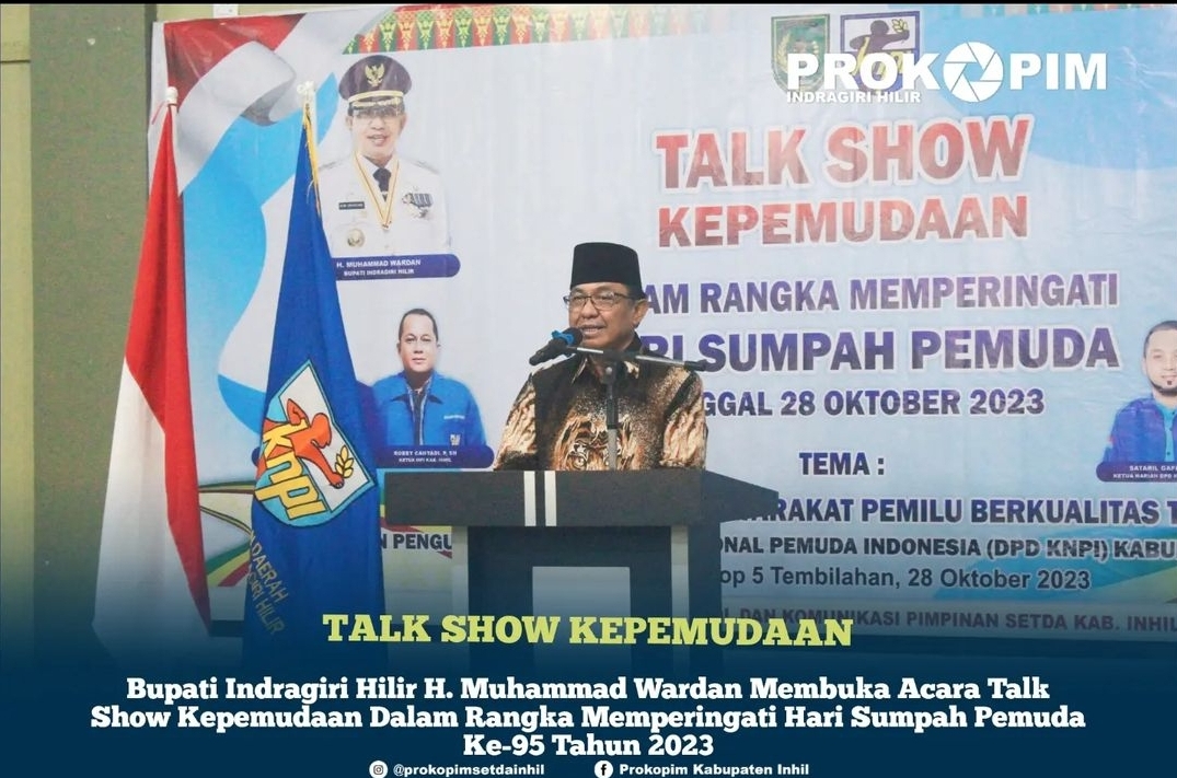 Peringati Hari Sumpah Pemuda, Bupati Inhil H. Muhammad Wardan Buka Talk Show Kepemudaan Tajaan KNPI Inhil