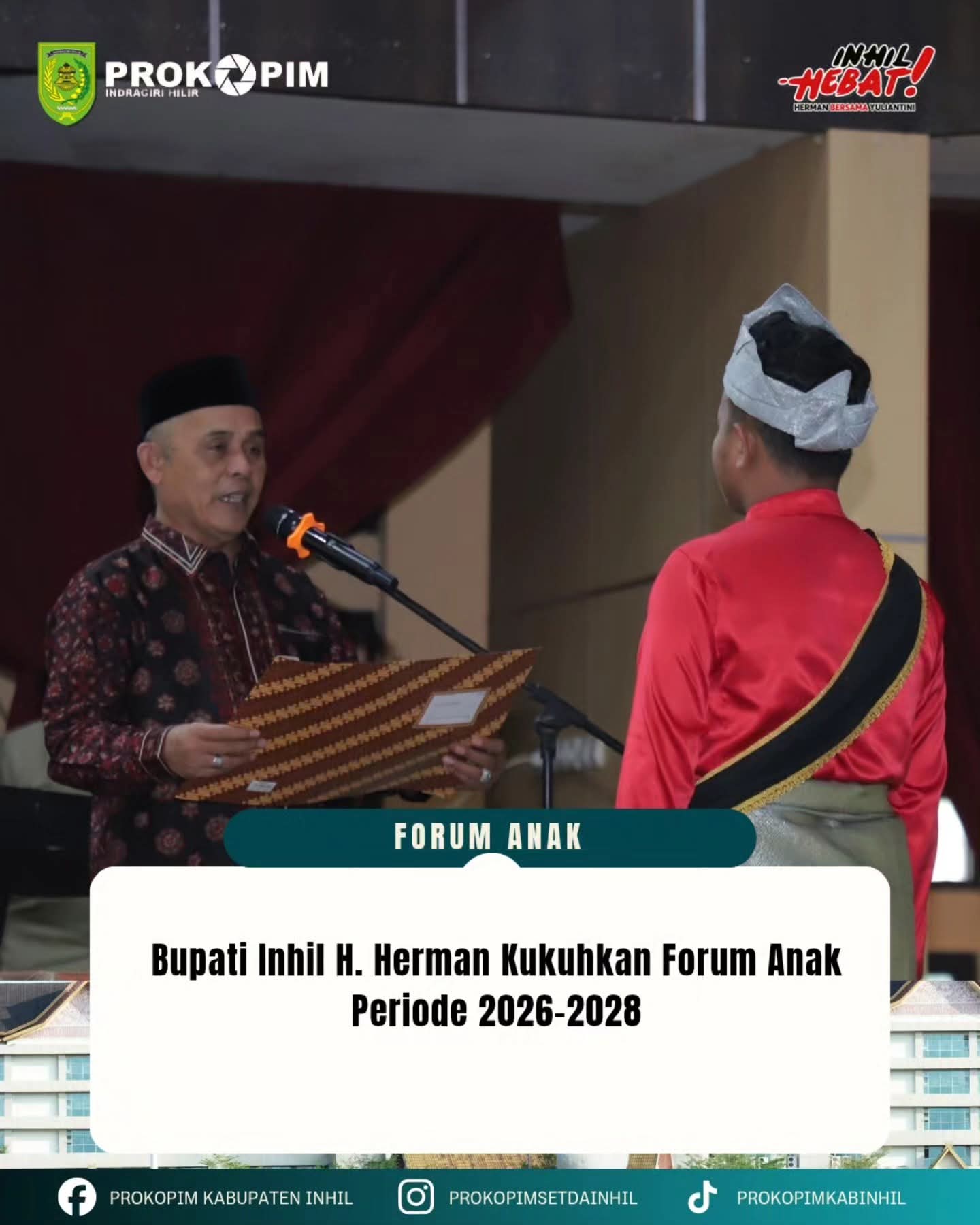 Bupati Herman Buka Ruang Aspirasi Anak, Forum Anak Inhil Dikukuhkan