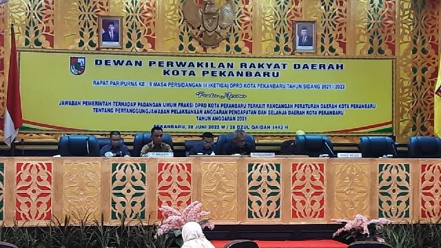 DPRD Pekanbaru Gelar Paripurna Jawaban Pemerintah Pelaksanaan APBD 2021