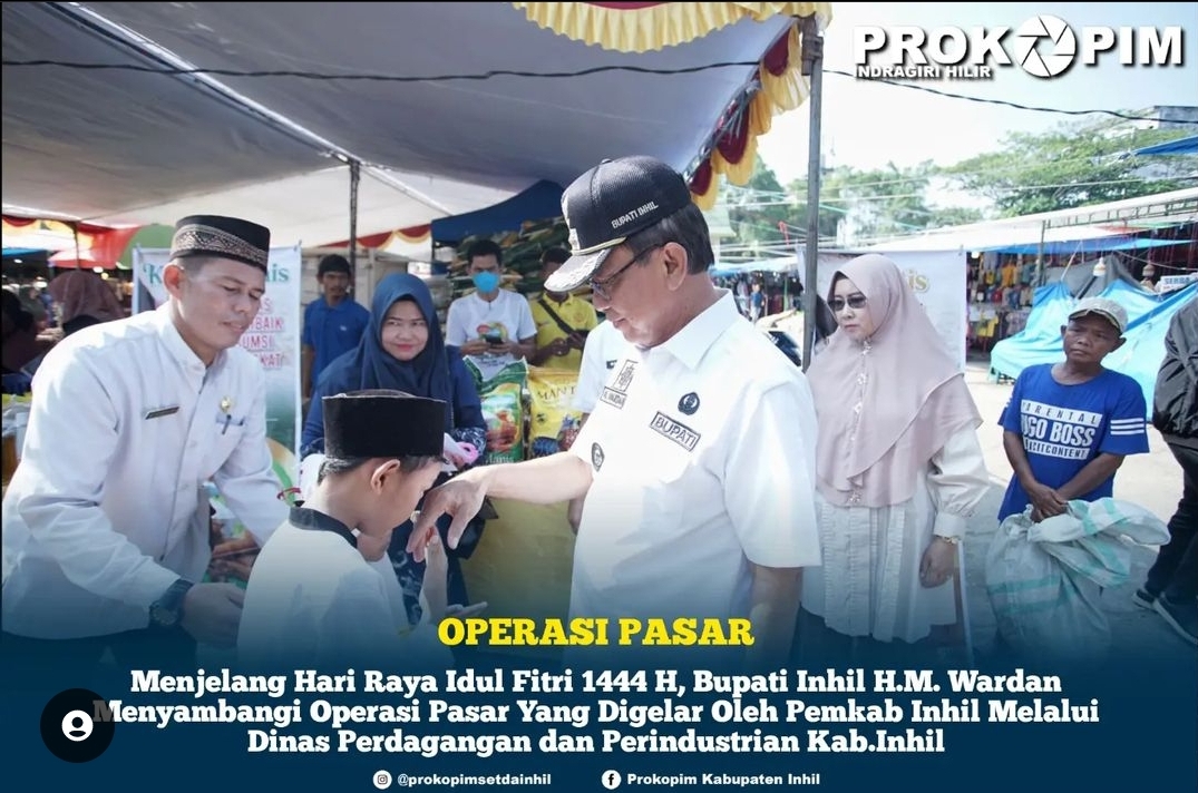 Jelang Lebaran, Bupati Inhil Sambangi Operasi Pasar di Lapangan Gajah Mada Tembilahan