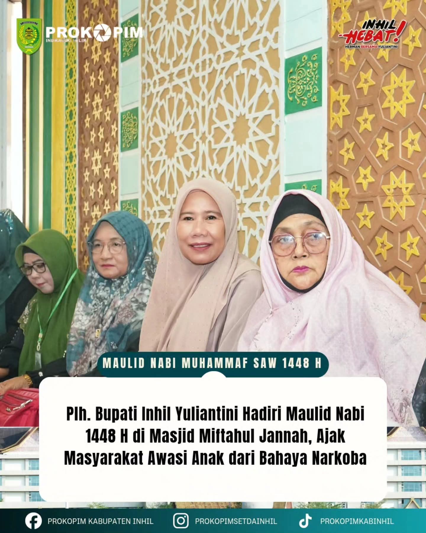 Plh Bupati Inhil Hadiri Maulid Nabi di Masjid Miftahul Jannah, Ajak Jamaah Perkuat Silaturahmi dan Doakan Daerah Tetap Kondusif