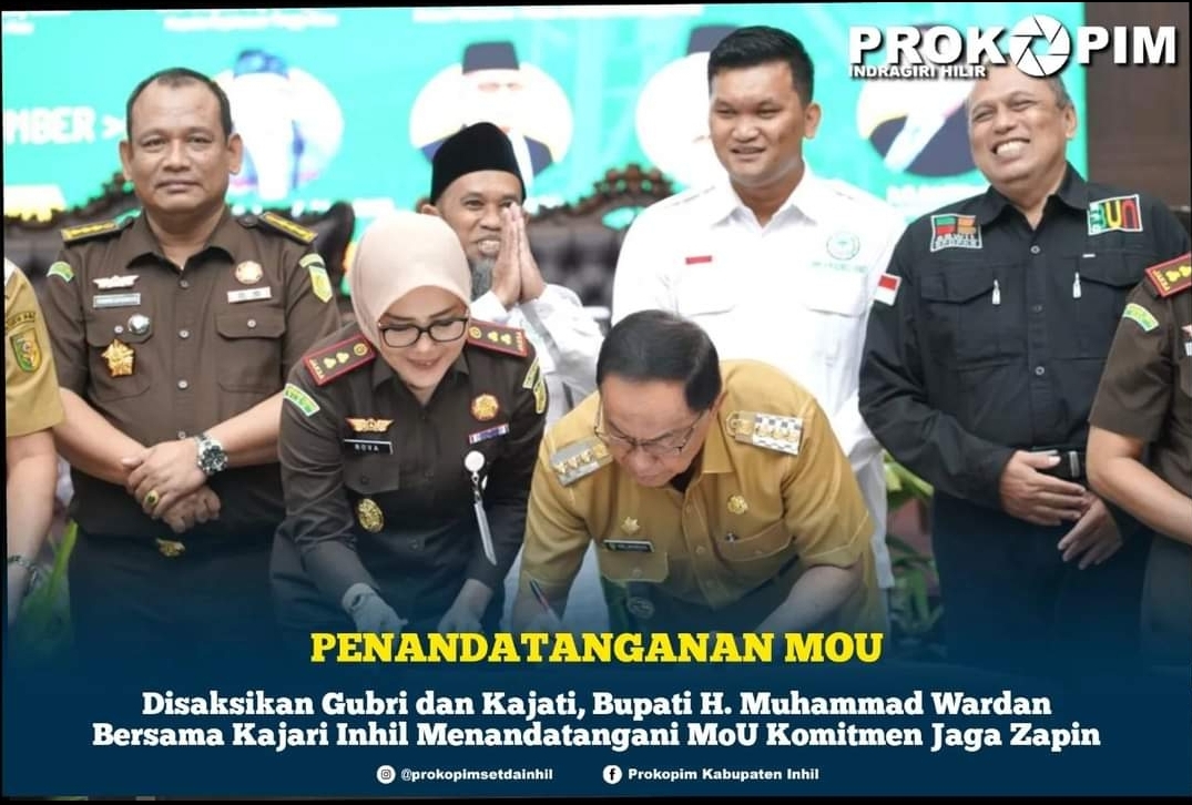 Pemkab Bersama Kajari Inhil Menandatangani Nota Kesepakatan atau Memorandum of Understanding (MoU) Untuk Komitmen Jaga Zapin