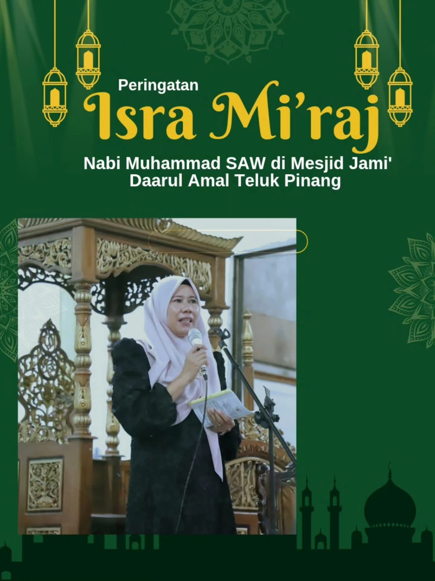 Wabup Inhil Yuliantini Hadiri Peringatan Isra’ Mi’raj Nabi Muhammad SAW di Masjid Jami' Daarul Amal Teluk Pinang